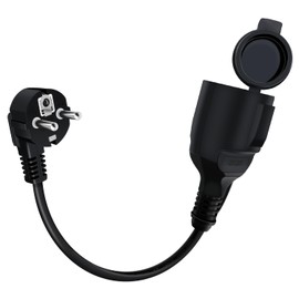 HuaLiSiJi HuaLiSiJi Schuko Verl?ngerung Kurz 90 Grad Schutzkontakt Verl?ngerungskabel 16A /250V Kurze Kabel 2 AC fr IP44 Steckdose fr Au?en-Oder Innenbereich, Zuhause, Bro (Schwarz, 0.5m)