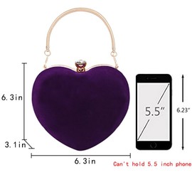 Aisi Women Heart Shaped Mini Clutch Handbag Evening Purse Chain Tote Shoulder Bag for Wedding Party Cocktail Prom