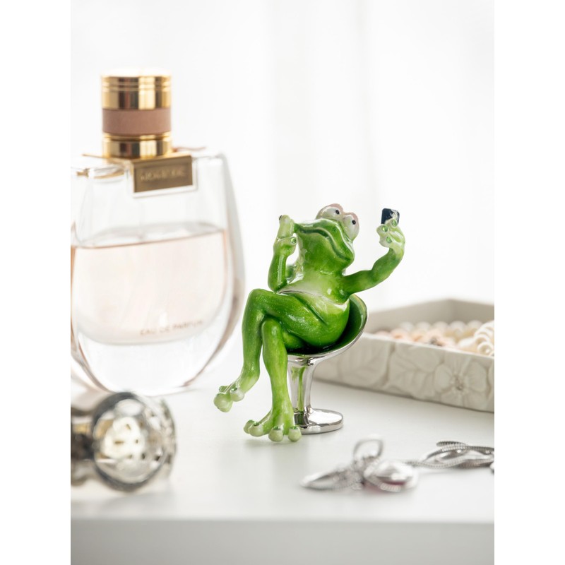 Keren Kopal Frog Taking a Selfie Trinket Box with Crystals