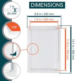 ECOPRO VENT 8" x 12" White Metal Access Panel. Service Shaft Door Panel. Plumbing, Electricity, Heating, Alarm Wall Access Panel for Drywall. Bathroom Services Access Hole Cover.