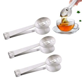 MINGZE Tea Bag Squeezer Tongs, 3 Pack Tea Bag Strainer Tea Bag Tongs Tea Bag Holder Grip Metal Spoon Mini Sugar Clip Kitchen Bar Ice Cubes Tools Stainless