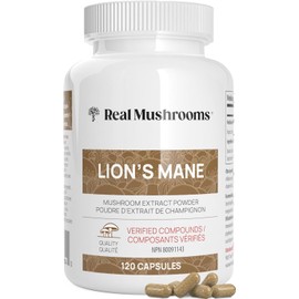 Real Mushrooms Lions Mane Capsules - Organic Mushroom Extract With Immunomodulating Properties Antioxidants Vegan Brain Supplement, 120