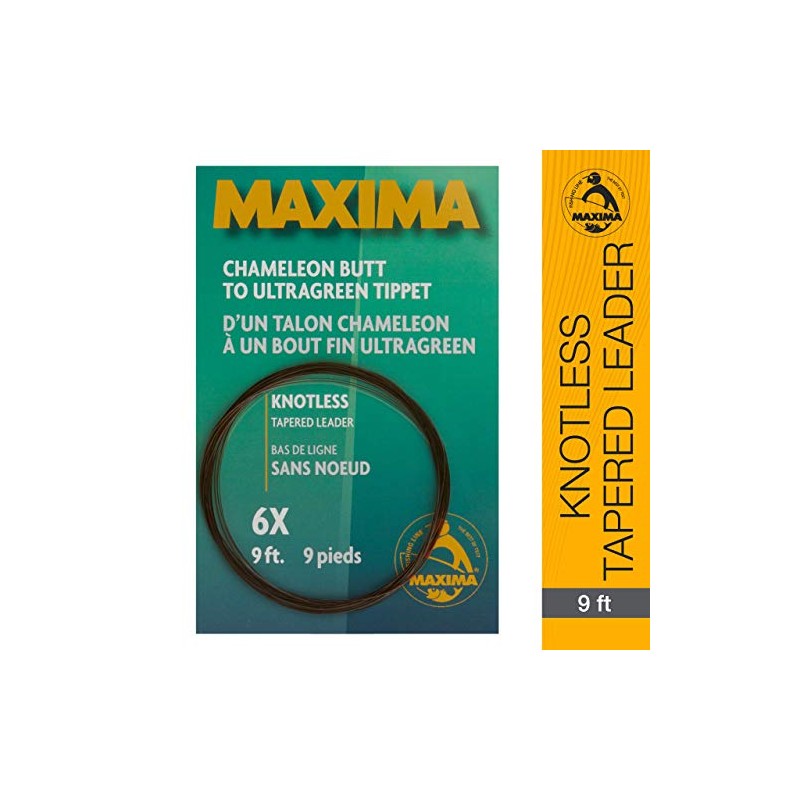 Maxima Fishing Line 9-Feet Knotless Tapered Leaders, Brown and Green,