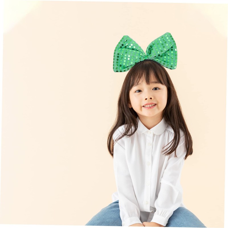Abaodam 1set Patrick's Day Sequin Hairbands Bowknot Green Festival Accessories