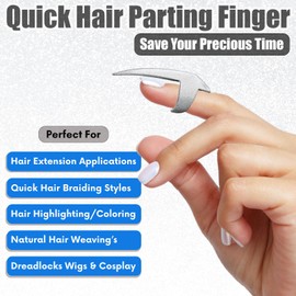 Hair Parting & Sectioning Ring - Stainless Steel Finger Braiding Hair Pick Tools for Durable Dreadlocks Wig, Curling, Weaving Quick Installation of Remy Human Hair Extensions (1pc, Glitter Silver)