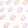 24 Pcs Pink Press on Nails Short Square,YIHONGYUAN Short Fake