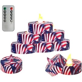 12-Pack Blue Florals LED Tea Lights 2.2 Inch Flickering Flameless Tealight 10-Key Remote Timer Battery Operated for Home Decorcolor: Rose Madder, size: 2.2"D x 2.2"W x 1.4"H