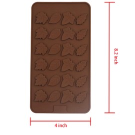 Sowaka 2 Pcs Leaf Shape Chocolate Mold 24 Cavity Brown Silicone Soft Mold for leave Baking Candy Soap Muffin