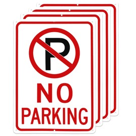OLANZU No Parking Signs - 4 Pack 10 x14 Inches - Engineer Grade Metal No Parking sign