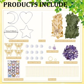 ACRNIGHEET DIY Suncatchers, 230Pcs Sun Catchers Making Supplies Kit for Adults Haing Prism, Crystal Rainbow Dream Catcher Suncatcher Making Kit with Instruction for Indoor Home Garden Weeding Decor