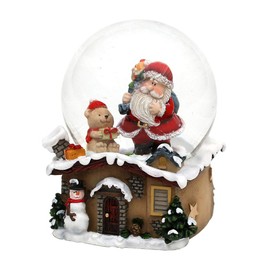 Dekohelden24 501473-Teddy Teddy Snow Globe with Santa Claus Dimensions (L x W x H): 7 x 7 x 9 cm Ball 6.5 cm