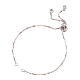 FASHEWELRY 20 Strands Adjustable Brass Bracelet Slider Extender Chains with Rhinestone Ends 4.72-4.96 Inch Real Platinum Plated for DIY Jewelry Making