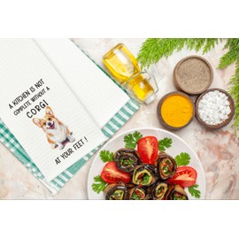 QSLEUNG Funny Corgis Kitchen Gifts for Women, Cute Corgi Kitchen Dishcloths Towels, Birthday for Dog Lovers, 24 * 16 Inch