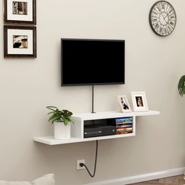 ChooChoo Floating TV Stand Shelf, Wall Mount Entertainment Center Media Console for Living Room, Bedroom, White
