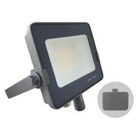 G.W.S® Infinity 30W 2700-3000Lms, Grey Casing Outdoor IP65 Waterproof LED Floodlight with Photocell Dusk Till Dawn Sensor, Energy Saving Security Light, Tri-Colour (3000K/4000K/6000K)