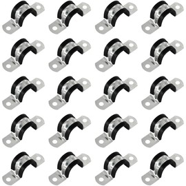 20 PCS Rubber Cushioned U Shaped Pipe Clamps,Stainless Steel Rubber Lined U Clips (M20)