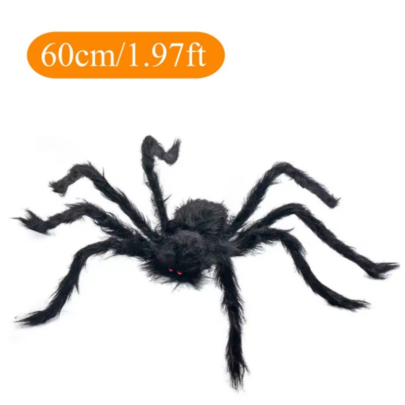 Giant Black Plush Spider for Halloween Decorating – Fuzzy Spider