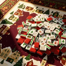 Gingerbread Man Border Christmas Mahjong Tiles 30x23x13mm Acrylic 160 Tiles Santa Xmas Tree Holiday Gift SetColor: Black Mahjong Bag Set