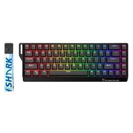 GK GAMAKAY x NaughShark NS68 Rapid Trigger Wired Gaming Keyboard, 65% Hall Effect Mechanical Keyboard, 8KHz Polling Rate 0.01mm RT, Snap Tap, Outemu Peach Crystal Magnetic Switch (Black-Shine Through)