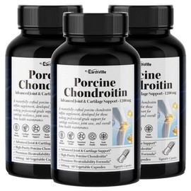 Earthville 3 Bottles of Posain Chondroitin Advanced Porcine-Derived 1200mg 180 Veg Capsules / 3병 포사인 콘드로이친 어드밴스드 돼지유래 1200mg 180베지캡슐
