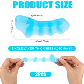 2pcs Toe Separators for Pedicure, Silicone Blue Toe Spacer Spreaders Soft Toe Corrector Straightener for Women Men Overlapping Toes Health Correct Nail Polish Yoga Relax