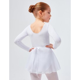 tanzmuster Emma Children's Wraparound Chiffon Ballet Skirt, Loose and Airy Ballet Skirt for Tying in Pink, White, Black, Light Blue, Pink and Purple, white, 152/158