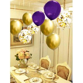 Graduation Decorations Purple Gold 2024/Purple Gold Balloons for Birthday Party Decorations for Women/Eid Mubarak Decorations Purple Gold Graduation Party Decorations NYU/Wedding