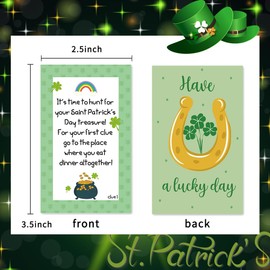 OXEDP St Patricks Day Treasure Hunt Game, Indoor Leprechaun Scavenger Hunt, 16 Clues + 4 Blank Custom Clue Cards, St. Paddy's Treasure Hunt Clues, Saint Patrick's Day Games-LMZHG01