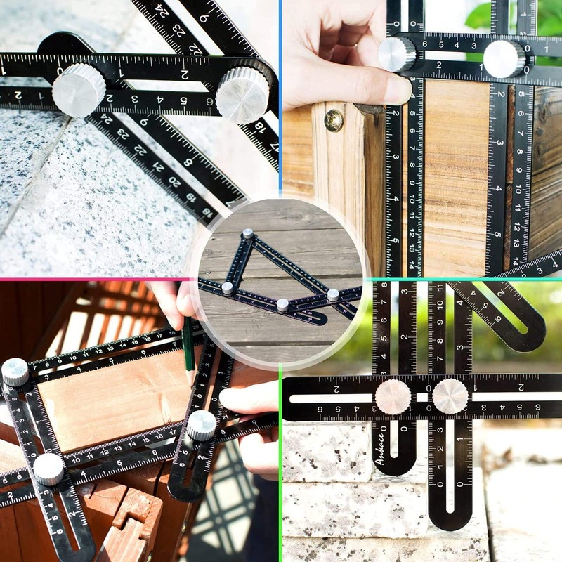 Ticfox Multi Angle Measuring Ruler Aluminum Alloy Template Layout Tool