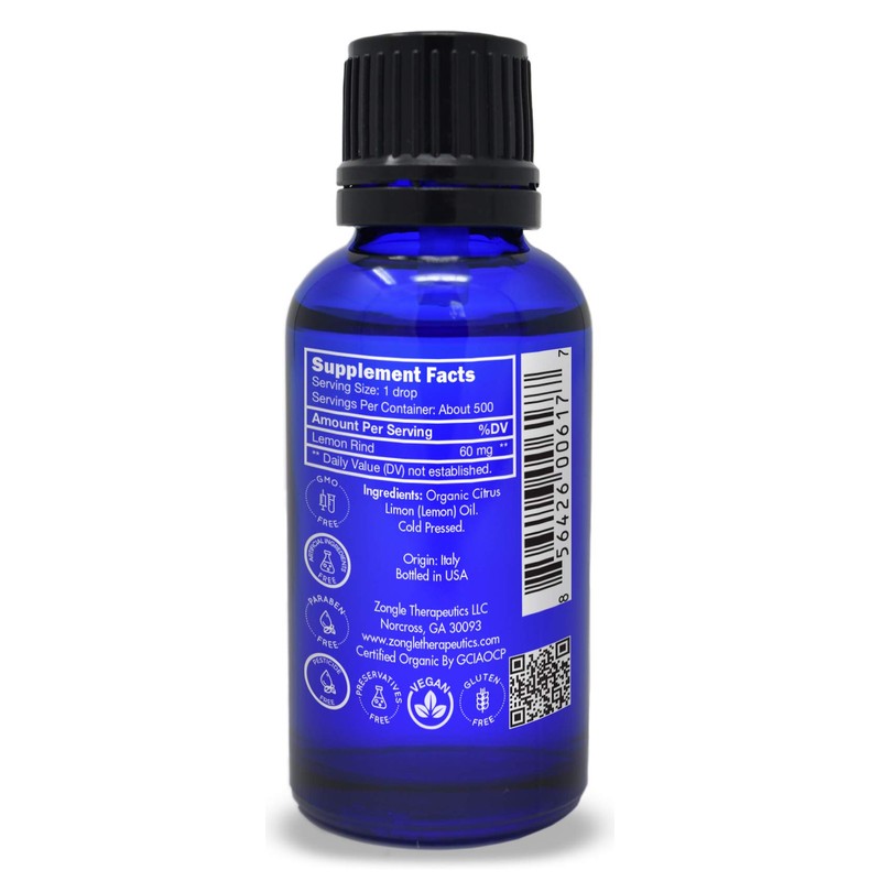 Organic, Lemon Essential Oil, Food Grade, for Cooking, Baking –