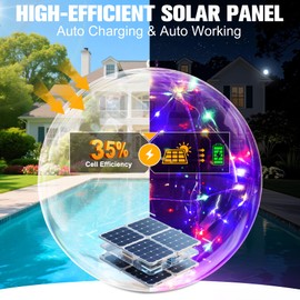 Niceput Solar Floating Pool Lights, 14 Inch Colorful Solar Powered Pool Light Balls, Floating Glow Globe IP68 Waterproof, Inflatable Solar Lights up Balls for Swimming Pool Pond Outdoor Decor -1PC
