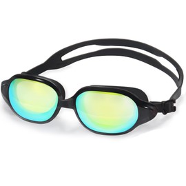 ITOWE Swim Goggles Swimming Goggles for Adult Men Women Youth Mirrored Swim Goggles Pool Water Goggles Black Anti Fog Goggles UV Protection Soft Silicone Large Frame Design Beach Goggles