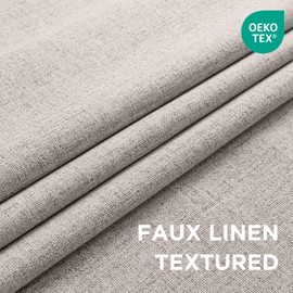 CUCRAF 100% Blackout Curtains 84 inches Length 2 Panels Set, Room Darkening Linen Textured Curtain Grommet for Bedroom Living Room, Light Blocking Thermal Insulated Drapes (52 x 84 Inch,Off White)