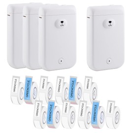 greencycle 4 Set D30S Smart Portable Thermal Label Printer Bluetooth Handheld Label Maker Machine White Compatible for Android & iOS System, Wireless Sticker Maker with Tape