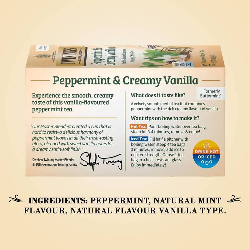 Twinings Peppermint & Creamy Vanilla Tea - A Crisp, Balanced