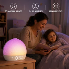 Sunrise Alarm Clock with 30 Soothing Sounds, White Noise Machine, Dimmable RGB Wake Up Light, Sleep Timer and Snooze