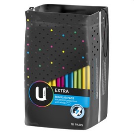 Kotex U by Kotex Extra Pads Wing Regular 16 Pack