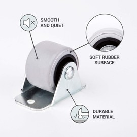 (Pack of 6) 30 mm Small Wheel Castors Rubber Casters Castors for Furniture Non-Swivel Small Wheels Non-Plastic Appliance & Equipment Small Wheel Castors Screws Included Casters Set (6)
