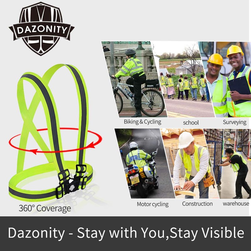 Dazonity High Visibility Safety Vest,Lightweight,Adjustable & Elastic Vest,Hi Vis Reflective