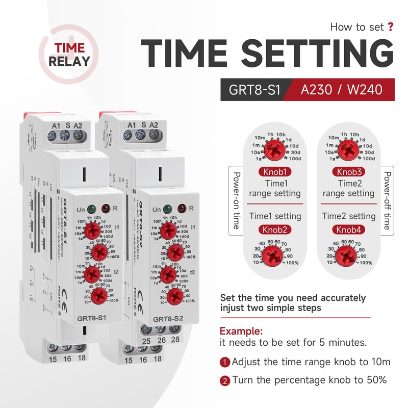Asymmetric Cycle Time Relay 1SPDT AC 230V 16A Asymmetric Cycle