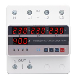 3 Phase Over Under Voltage Protector 4 LED Display 35mm DIN Rail Automatic Transfer Switch AC220V 40A