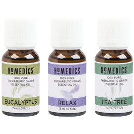 Homedics Essential Oil Set, Clarify and Relax, with Eucalyptus, Tea Tree and our Signature Relax Blend with Lavender. 3-Pack Essential Oil Kit, 15ml Each