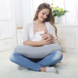 Winmany Waterproof Nursing Pillow Cover Newborn Soft Interchangeable Slipcover for Boys and Girls (Grey)