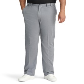 Izod Men's Big-tall Big and Tall Performance Stretch Flat Front Pant, smoked pearl, 46W X 30L