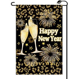 Happy New Year Garden Flag 12x18 Inch Vertical Double Sided Christmas Winter Celebration Fireworks Small Flags Party Farmhouse Outside Decoration For Yard (ONLY FLAG) XN18