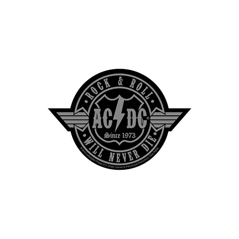 AC/DC Rock N Roll Will Never Die Out Cut-Out Patch