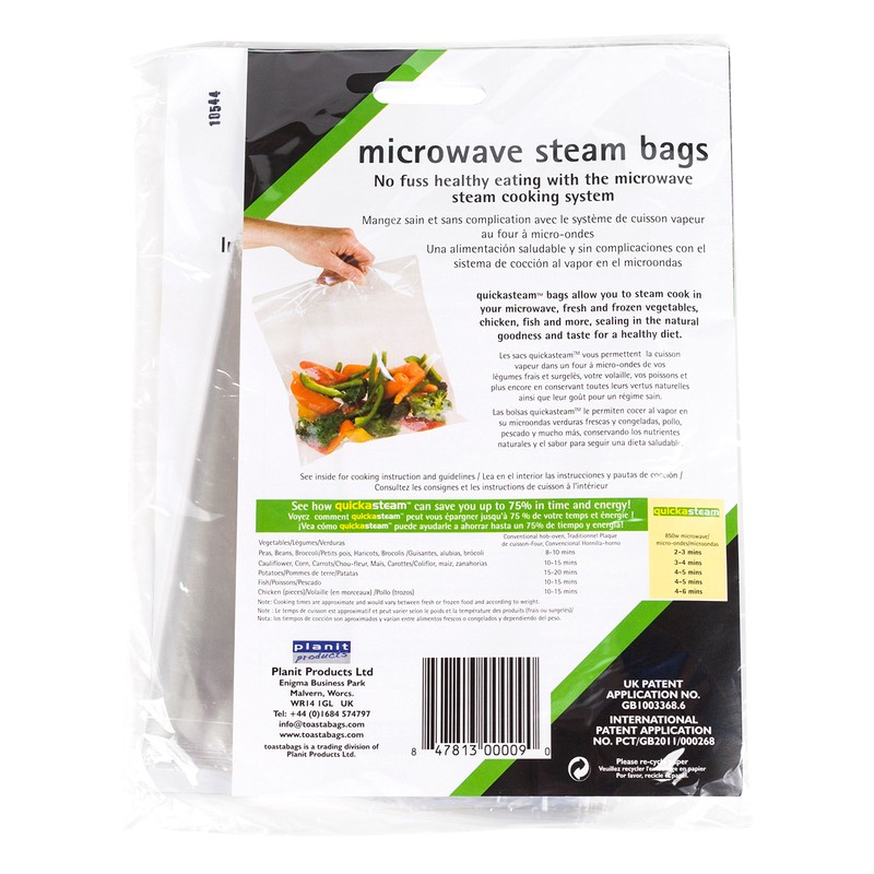 PLANIT PRODUCTS Microwave Steam Bags, 1 EA