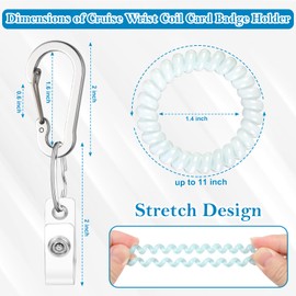 Wrist Card Holder Cruise Lanyard Blue Wrist Coil ID Badge Holder with Key Ring & Aluminum Carabiner Clip Cruise Luggage Tag Holder Cruise Ship Card Holder for Outdoor Camping Ship Travel (Light Blue)