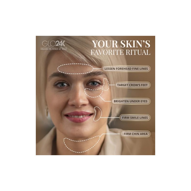 GLO24K Crema de estiramiento facial instantánea con oro de 24k,