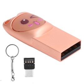 Cartoon U Disk Storage USB Flash Drive Memory Stick W/TypeC Adapter for Smart Phone Computer Laptop(Rose Gold 64GB)